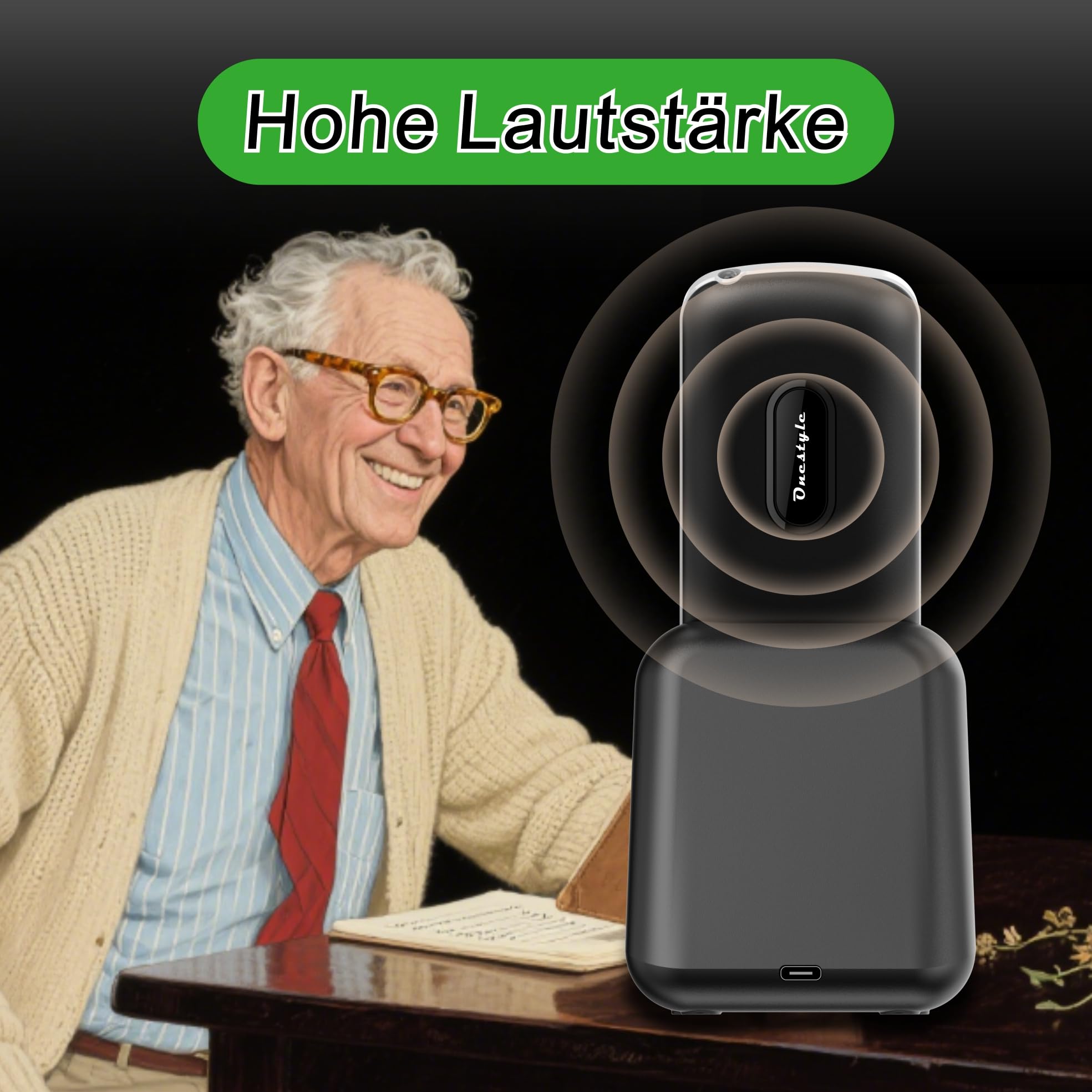Onestyle GSM Silver II Tastenhandy große Tasten Schwarz mit Ladestation