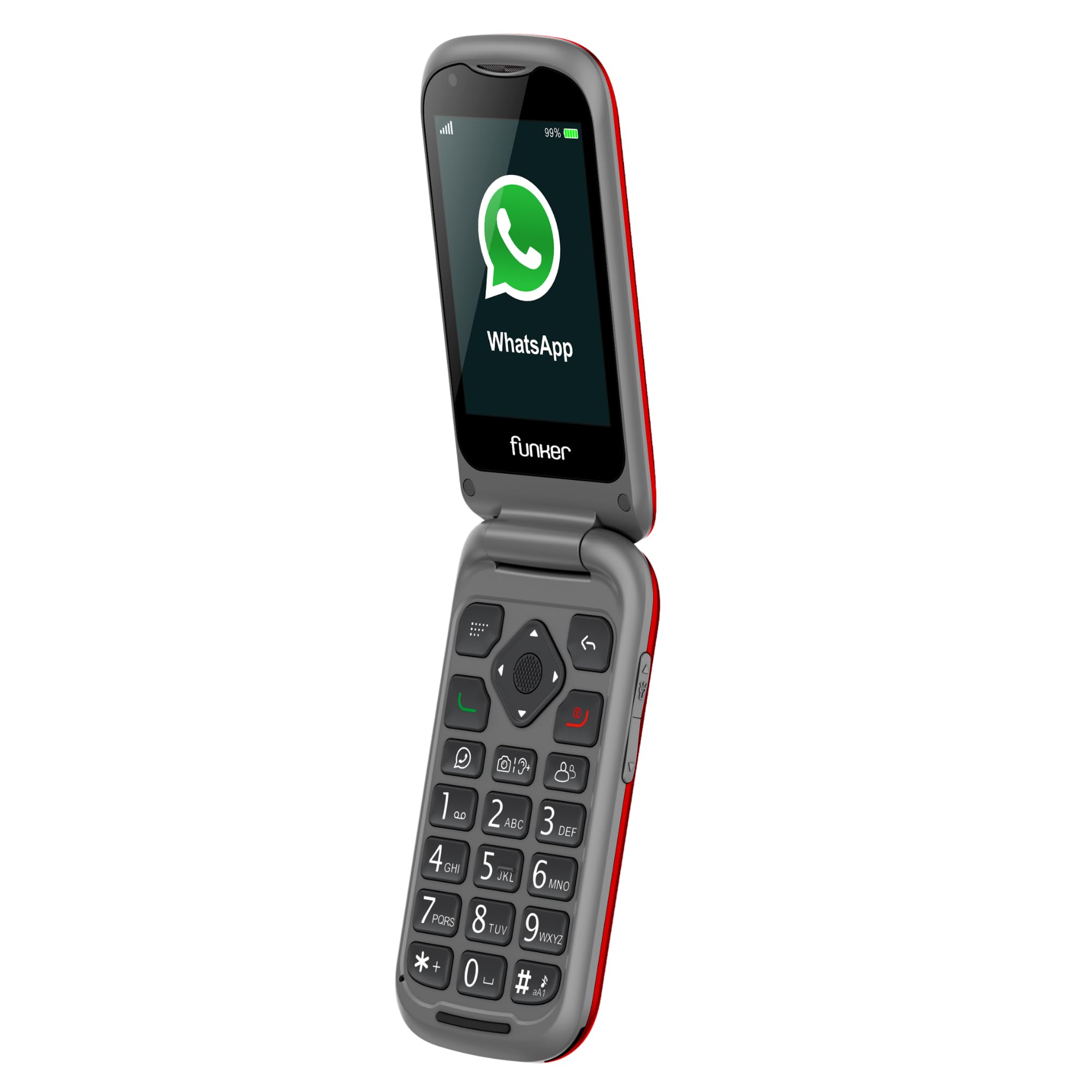 Funker E480 Klapphandy rot mit Ladestation und Notruftaste