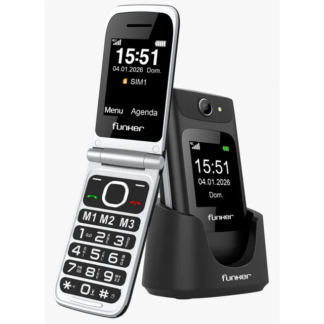Funker Comfort C250 Klapphandy 4G Schwarz mit Ladestation
