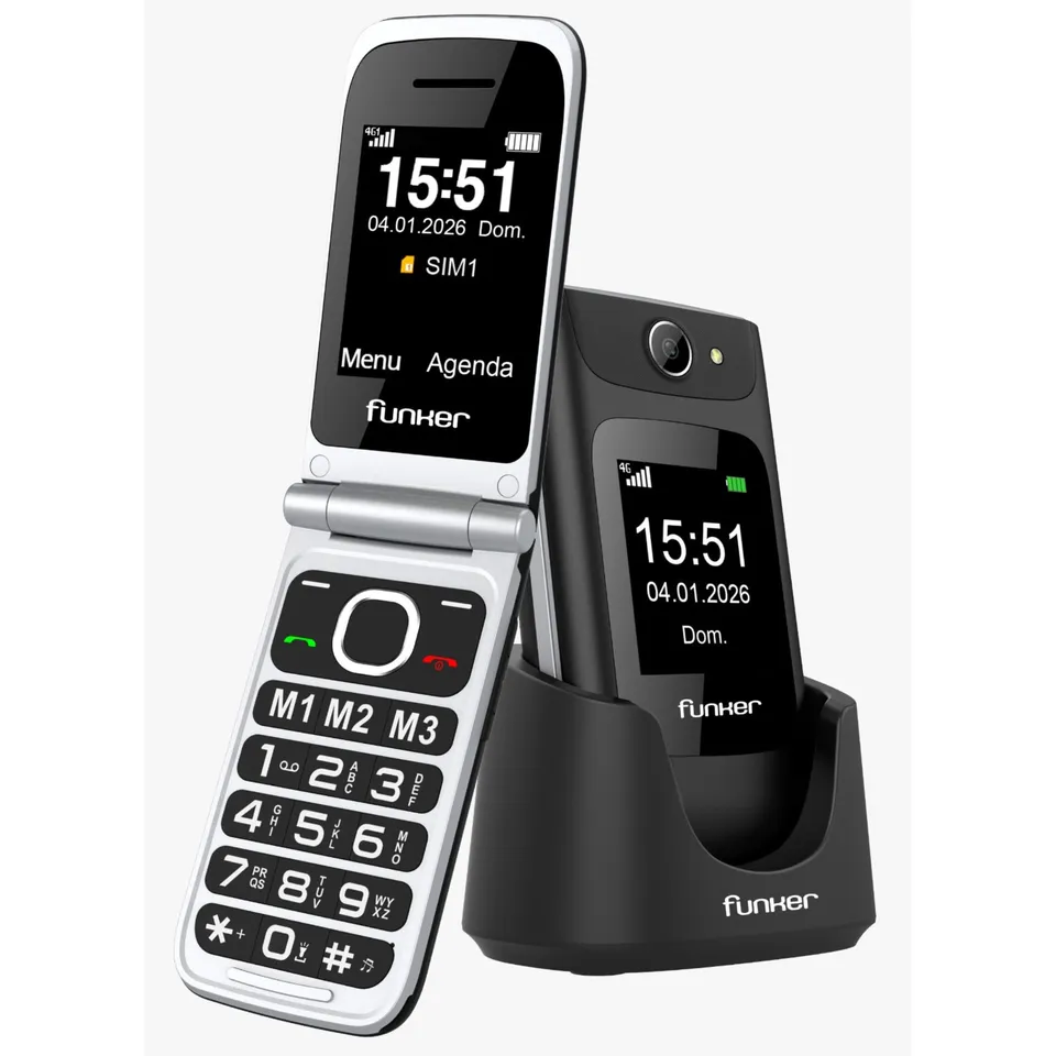 Funker Comfort C250 Klapphandy 4G Schwarz mit Ladestation