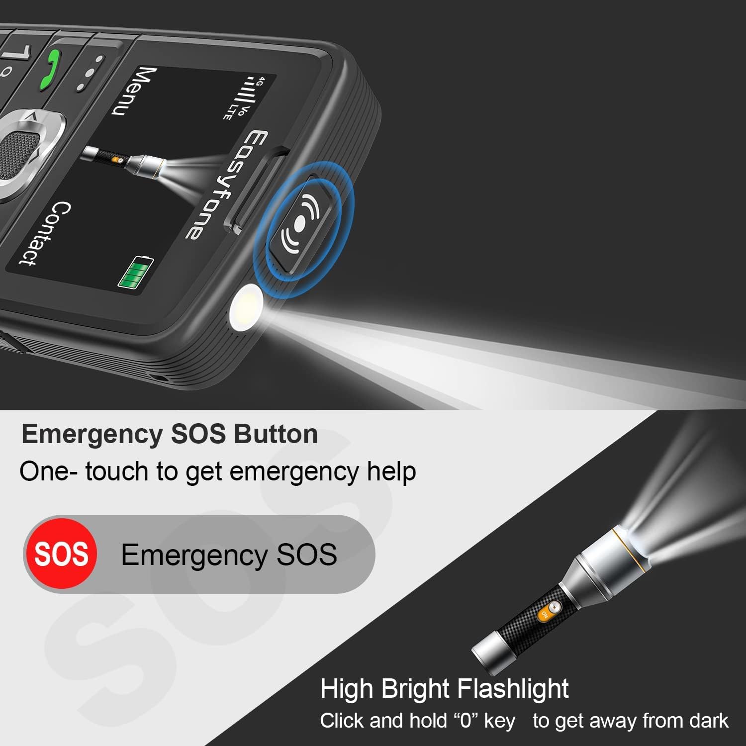 Easyfone Prime-A6 4G Tastenhandy Schwarz mit Ladestation