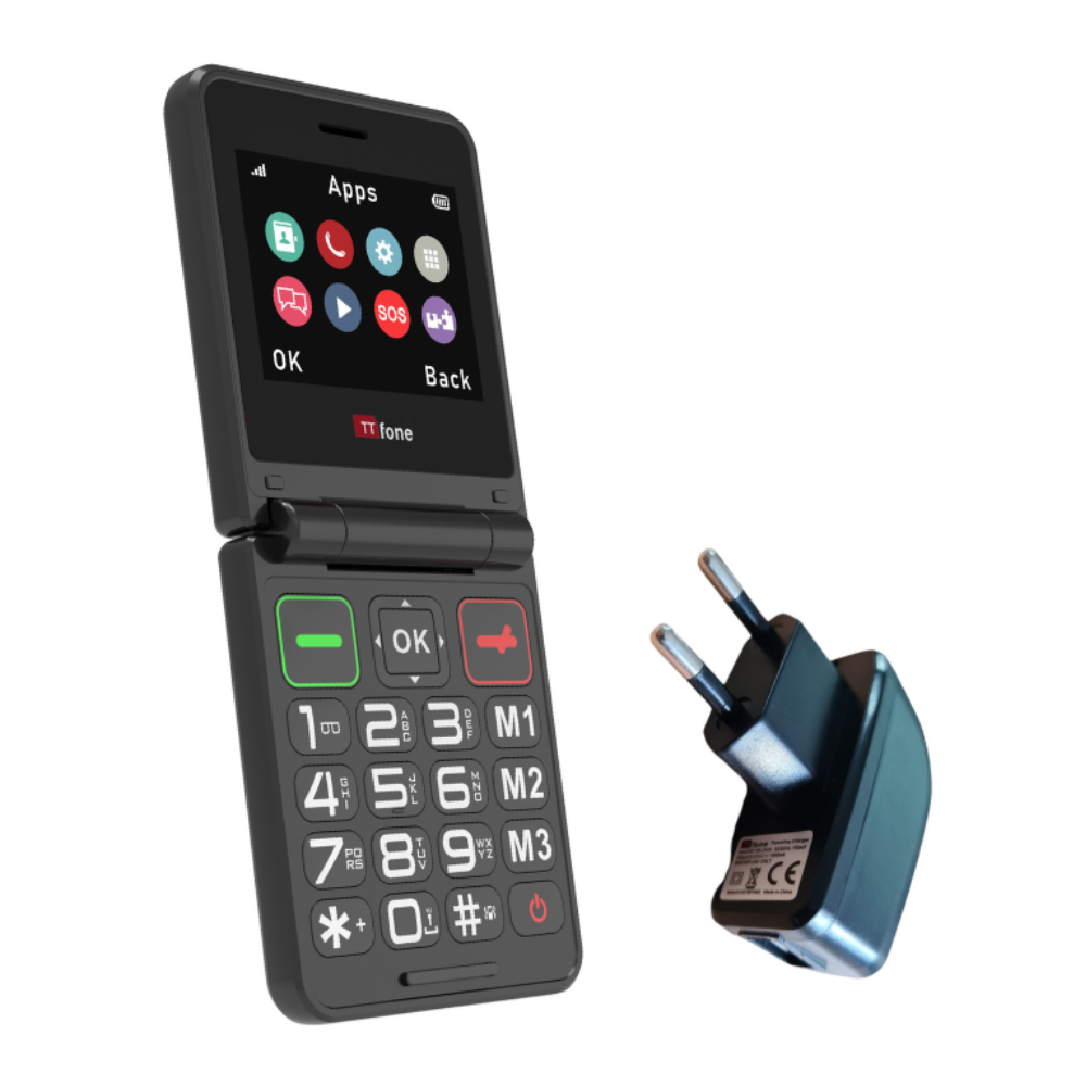 TTfone TT660 EU Klapphandy große Tasten Notruftaste USB-Kabel