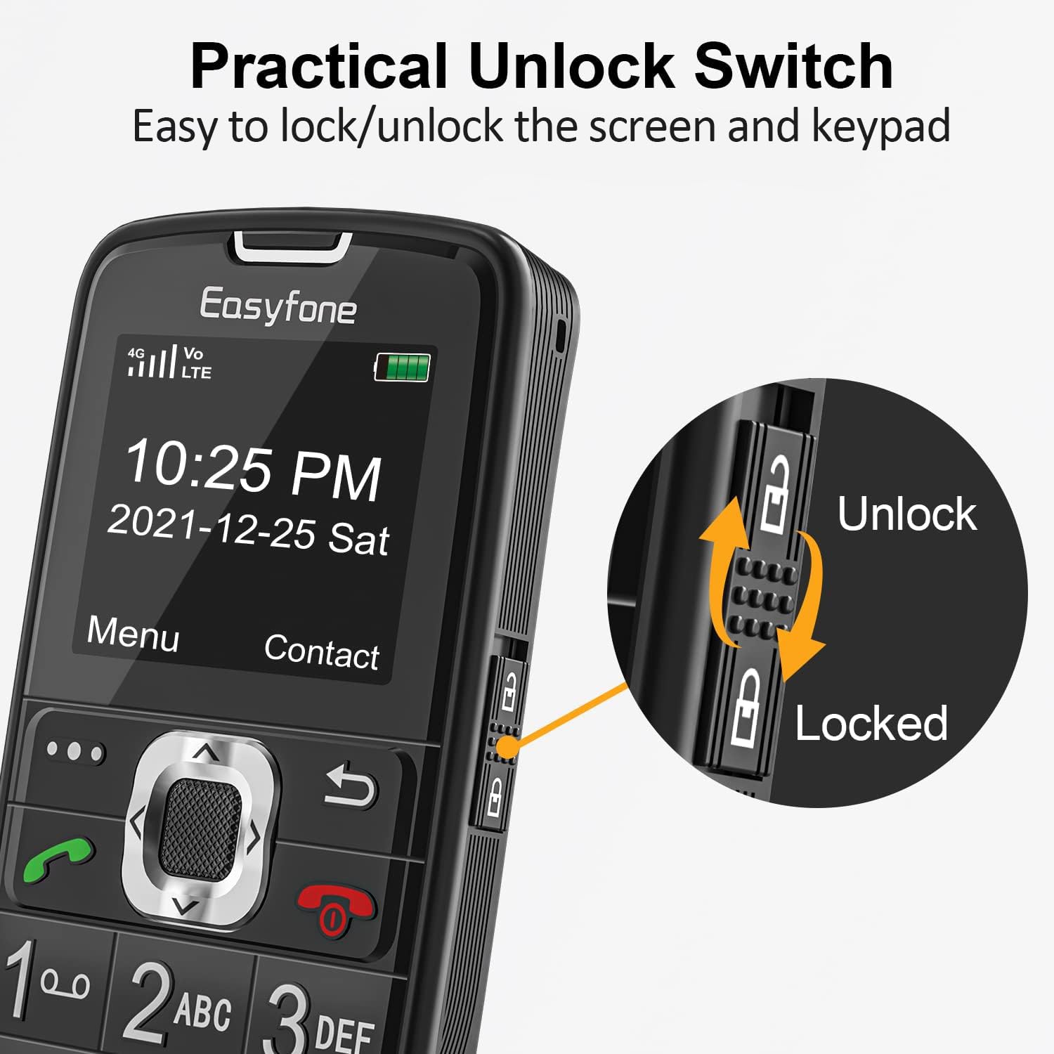 Easyfone Prime-A6 4G Tastenhandy Schwarz mit Ladestation Notruftaste