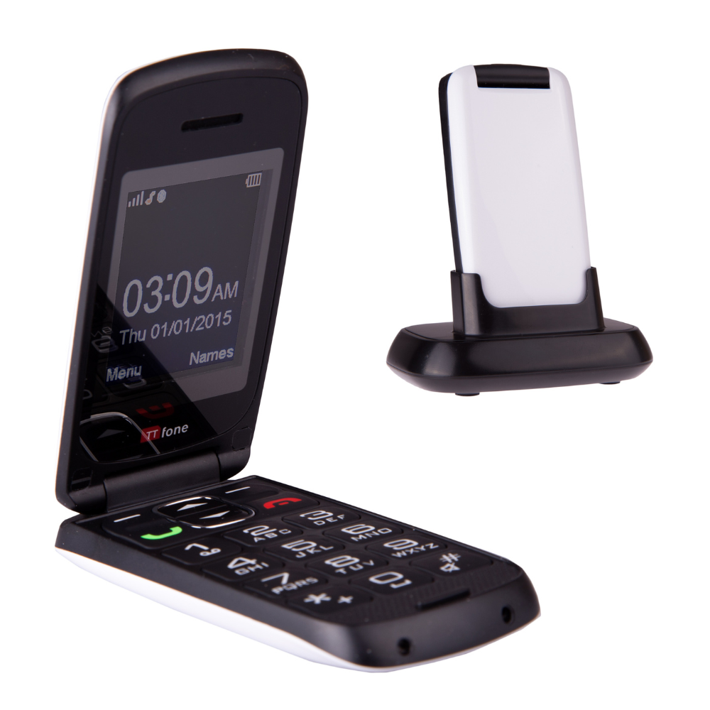 TTfone Star TT300 Klapphandy weiß mit Ladestation