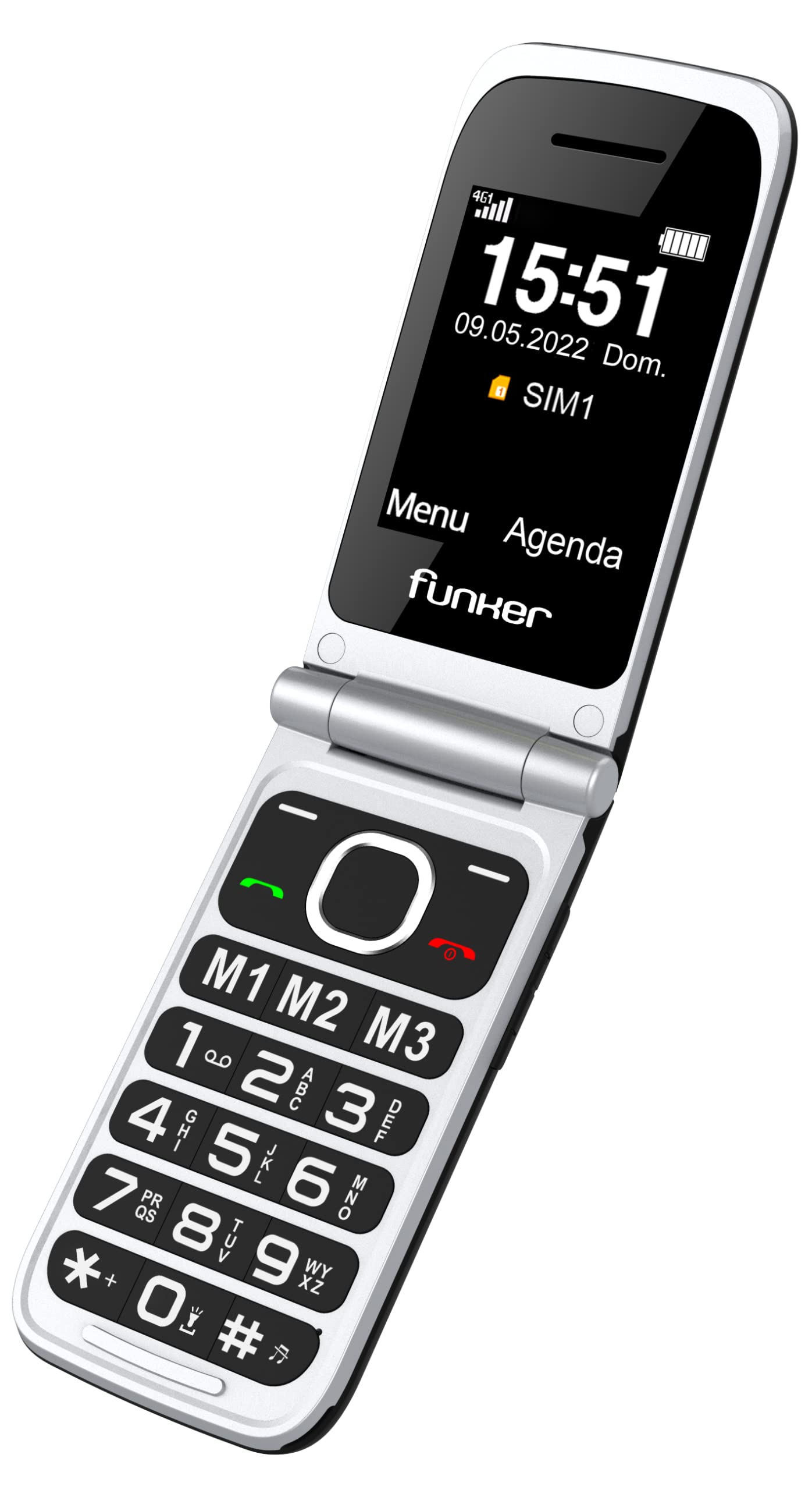 Funker C250 Comfort 4G Klapphandy mit Ladestation Notruftaste