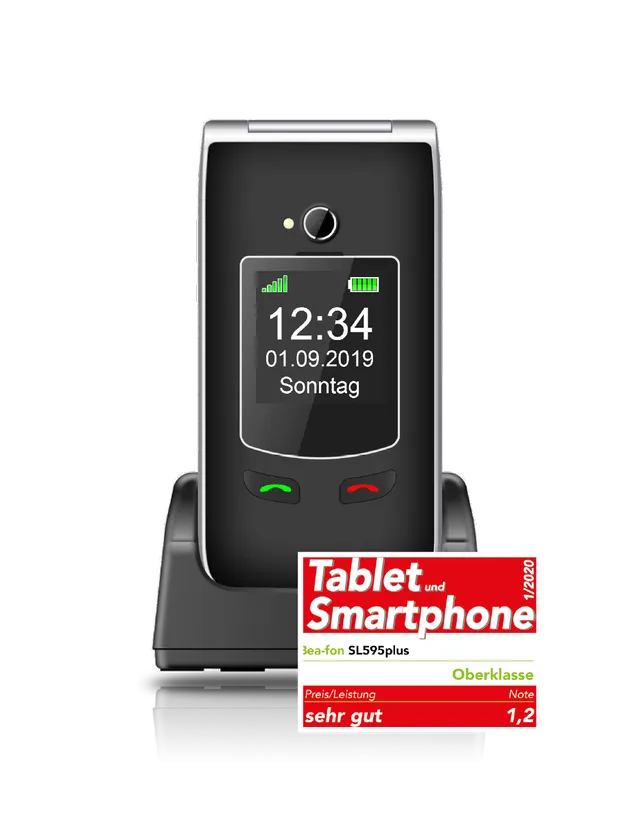 Bea-fon Silver Line SL595plus Klapphandy mit Ladestation