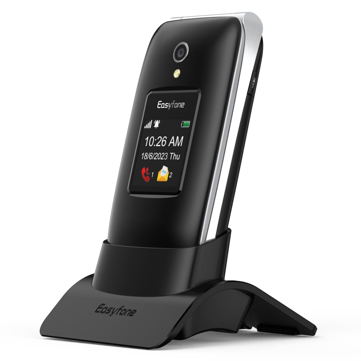 Easyfone Prime-A1 Pro Klapphandy mit Ladestation und SOS-Taste