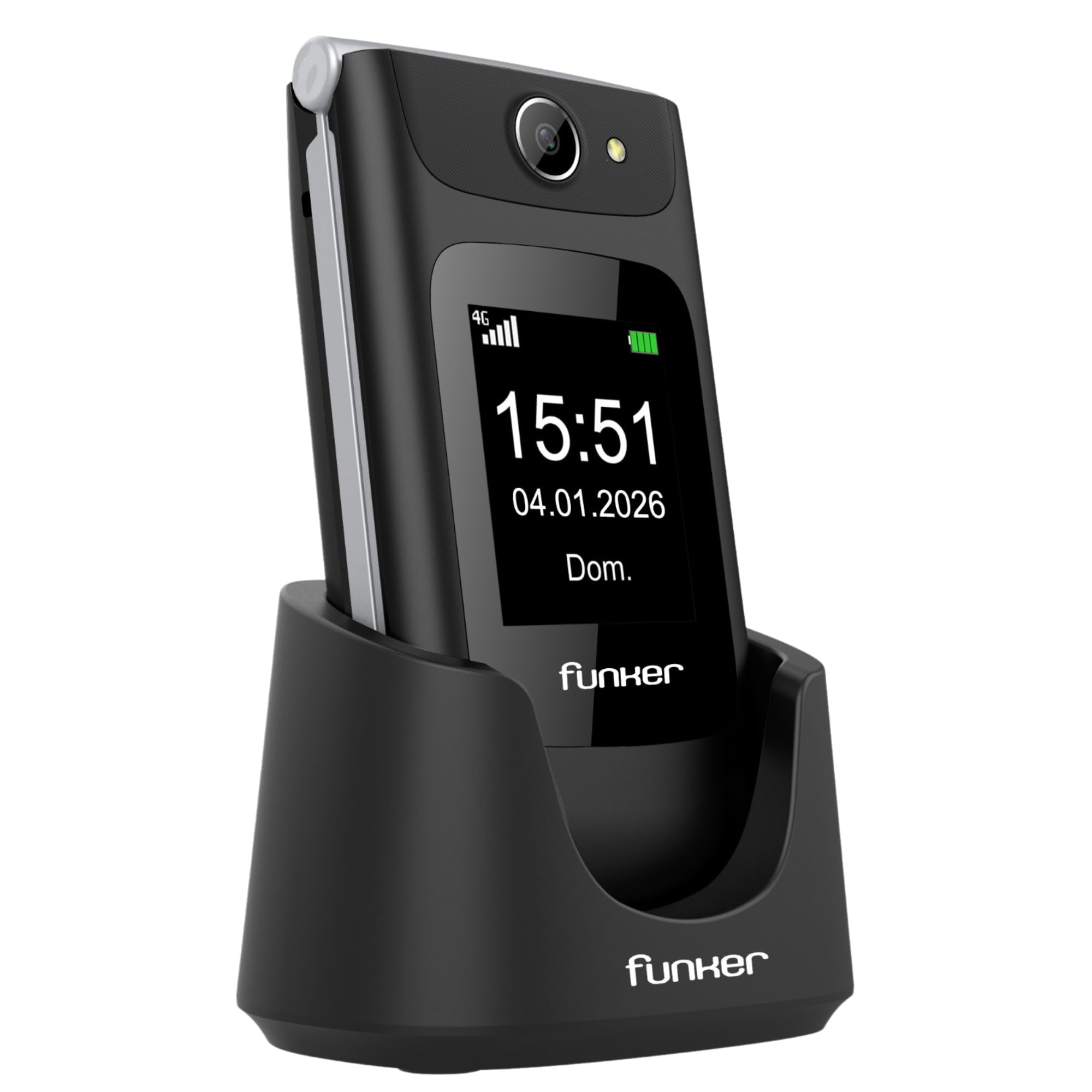 Funker Comfort C250 Klapphandy 4G Schwarz mit Ladestation