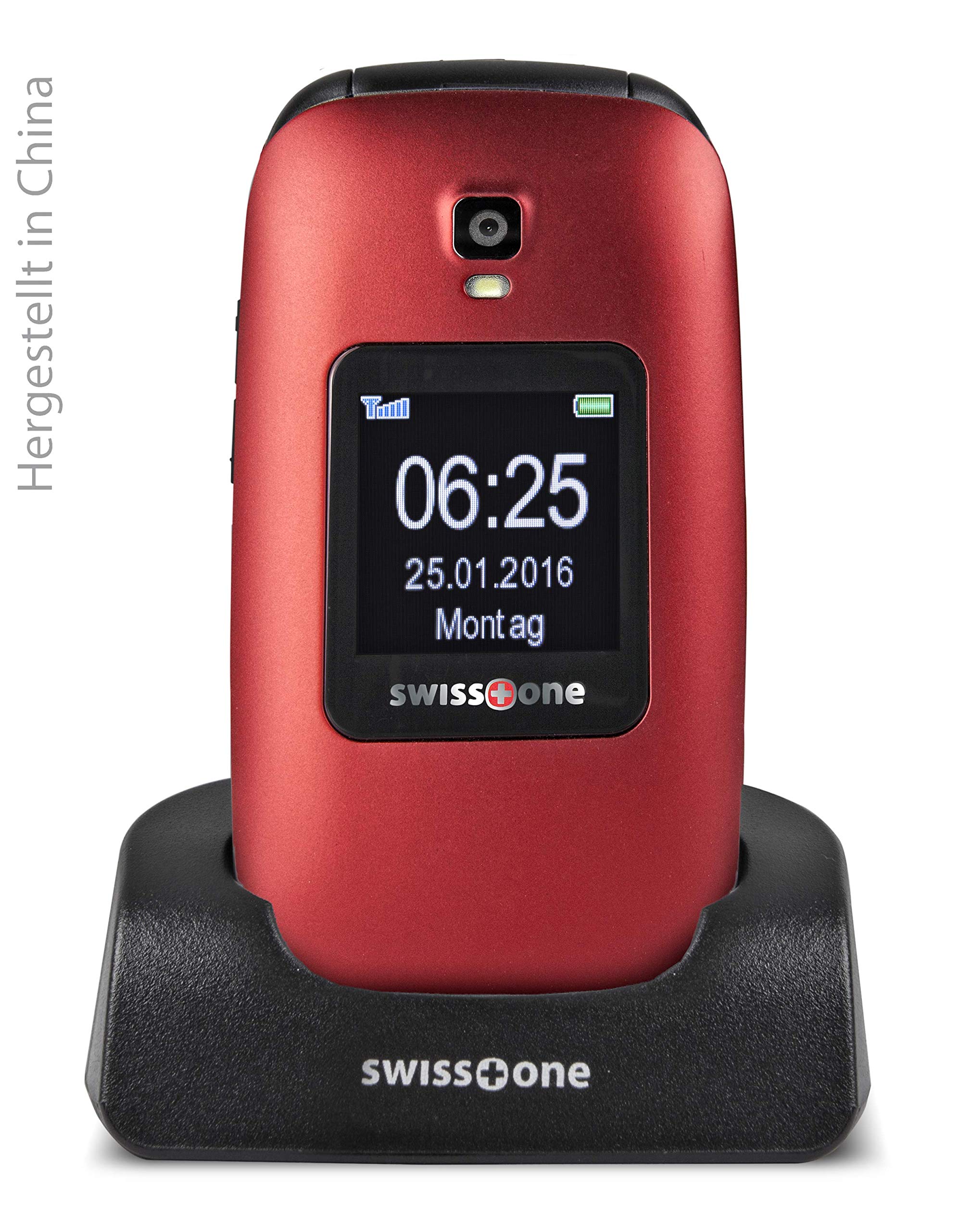 Swisstone BBM 625 Klapphandy Rot mit Ladestation Notruftaste