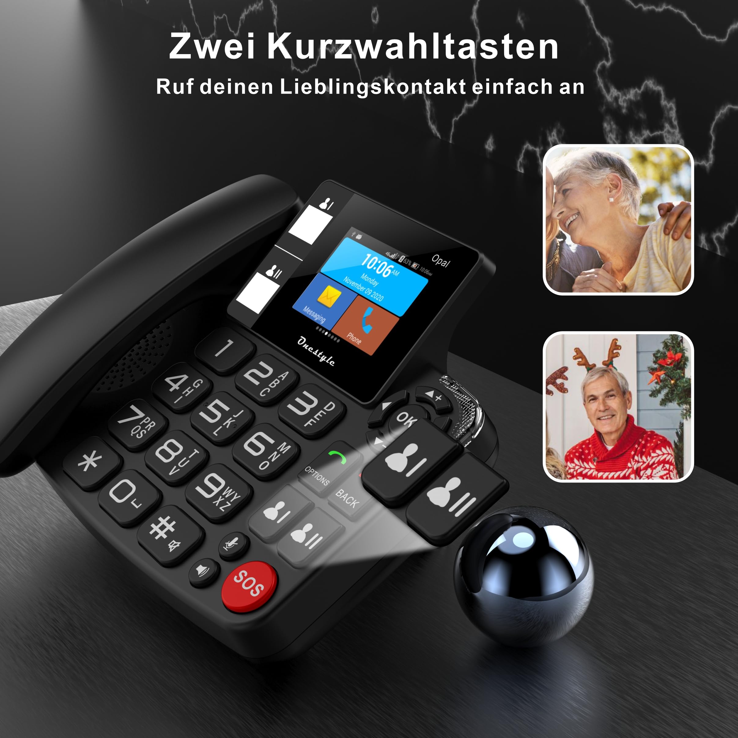Onestyle GSM Opal Tischtelefon mit Notruftaste WLAN