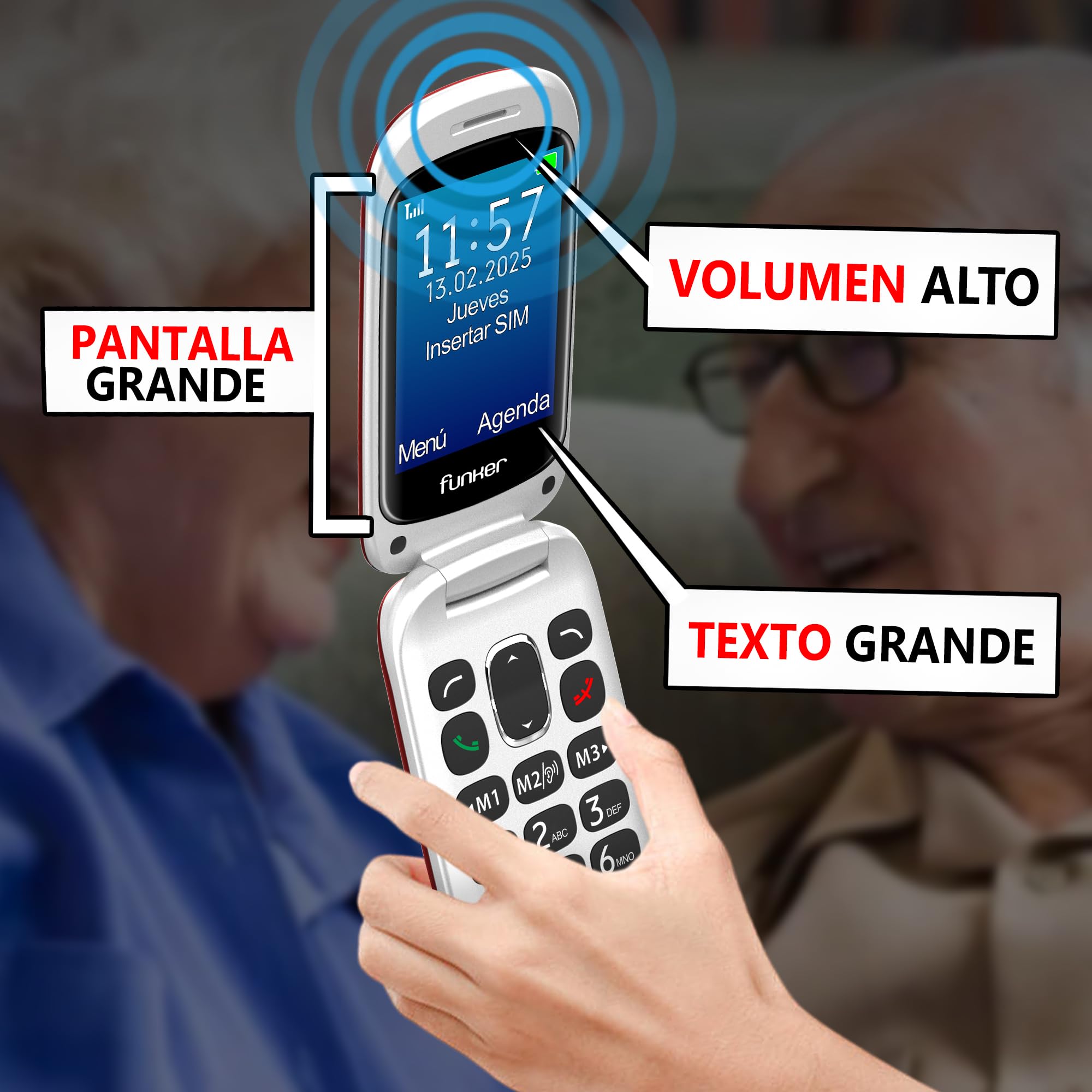 Funker Max Line E350 Max Klapphandy rot mit Notruftaste 4G